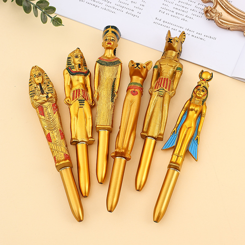 Colección de bolígrafos decorativos con figuras del antiguo Egipto